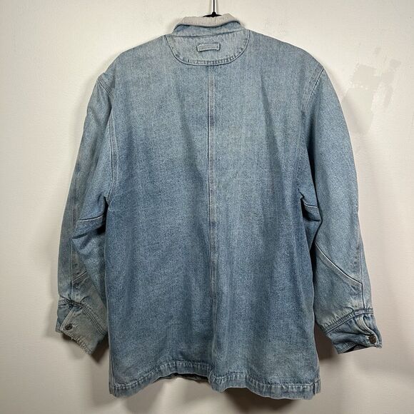 VTG Chore Coat Jean Jacket Barn Distressed Corduroy Collar Denim Men's Size M - Picture 4 of 10